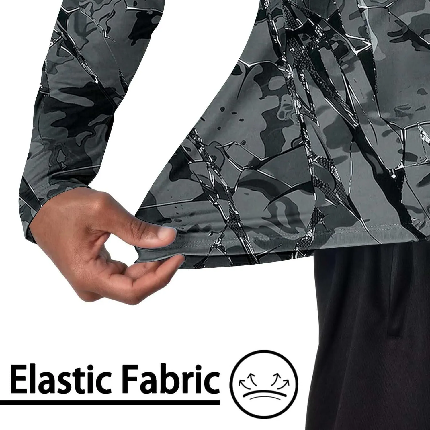 Men's Sun Protection Hoodie Shirt UPF 50  Long Sleeve Rash Guard Outdoor Fishing Lightweight Camo Quick Dry UV Shirts