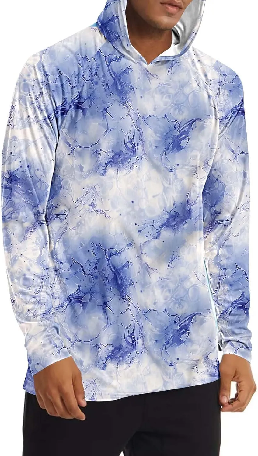 Men's Sun Protection Hoodie Shirt UPF 50  Long Sleeve Rash Guard Outdoor Fishing Lightweight Camo Quick Dry UV Shirts