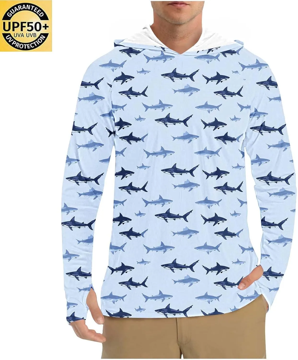 Men's Sun Protection Hoodie Shirt UPF 50  Long Sleeve Rash Guard Outdoor Fishing Lightweight Camo Quick Dry UV Shirts