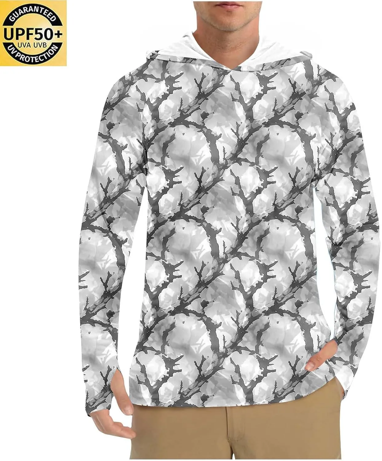 Men's Sun Protection Hoodie Shirt UPF 50  Long Sleeve Rash Guard Outdoor Fishing Lightweight Camo Quick Dry UV Shirts