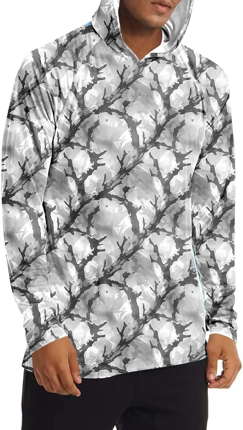Men's Sun Protection Hoodie Shirt UPF 50  Long Sleeve Rash Guard Outdoor Fishing Lightweight Camo Quick Dry UV Shirts