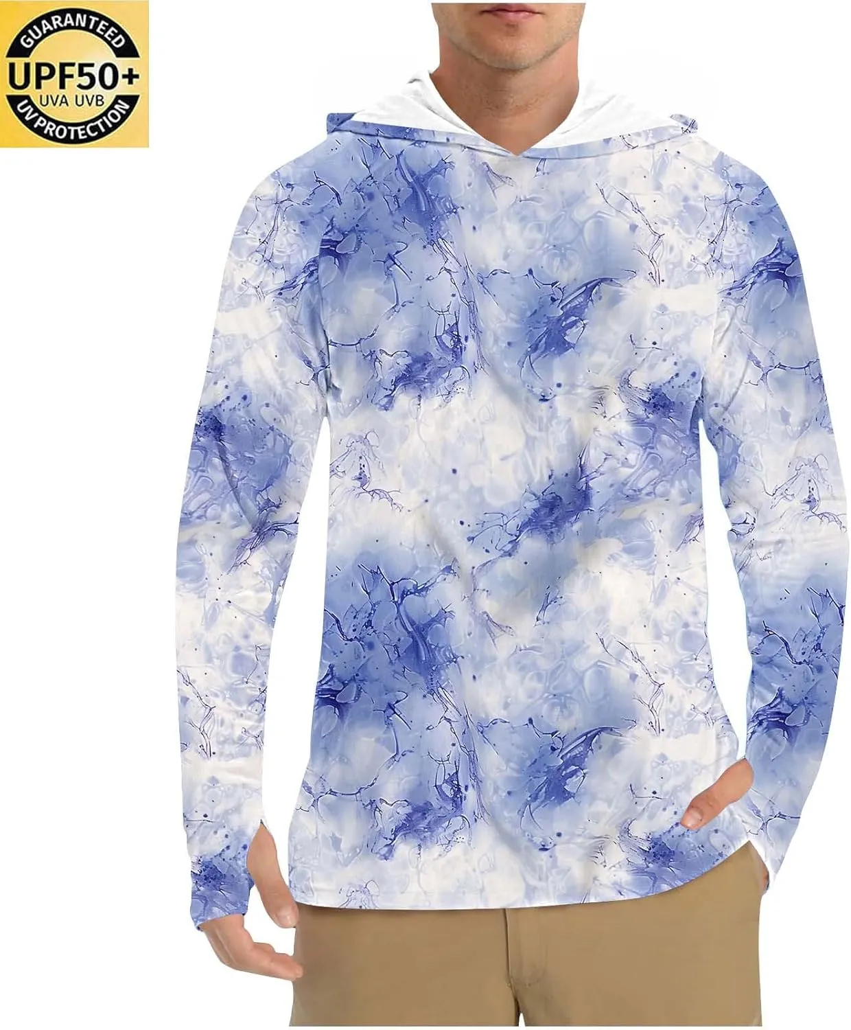 Men's Sun Protection Hoodie Shirt UPF 50  Long Sleeve Rash Guard Outdoor Fishing Lightweight Camo Quick Dry UV Shirts
