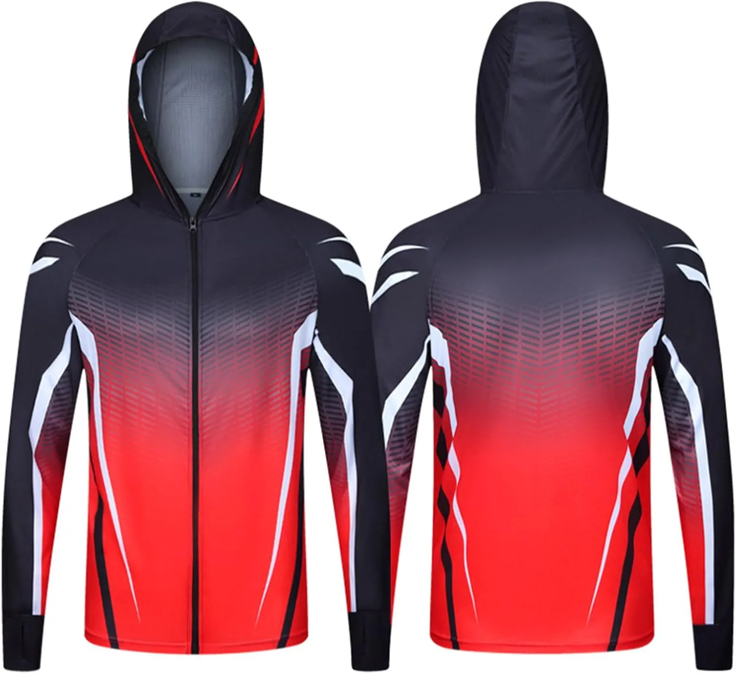 Mens Sun Protection Jacket Lightweight Thin Breathable Full Zip Hoodie Hiking Fishing Outdoor Quick Dry Hiking Shirt