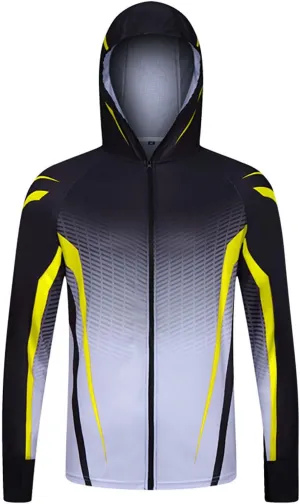 Mens Sun Protection Jacket Lightweight Thin Breathable Full Zip Hoodie Hiking Fishing Outdoor Quick Dry Hiking Shirt
