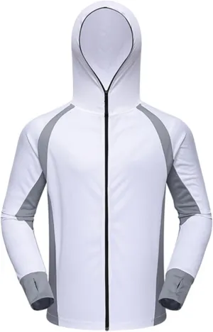 Mens Sun Protection Jacket Lightweight Thin Breathable Full Zip Hoodie Hiking Fishing Outdoor Quick Dry Hiking Shirt