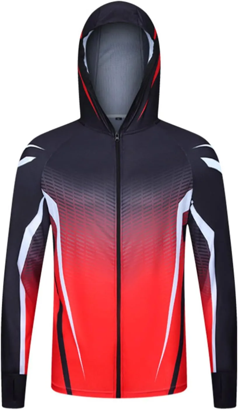 Mens Sun Protection Jacket Lightweight Thin Breathable Full Zip Hoodie Hiking Fishing Outdoor Quick Dry Hiking Shirt
