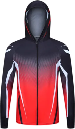 Mens Sun Protection Jacket Lightweight Thin Breathable Full Zip Hoodie Hiking Fishing Outdoor Quick Dry Hiking Shirt