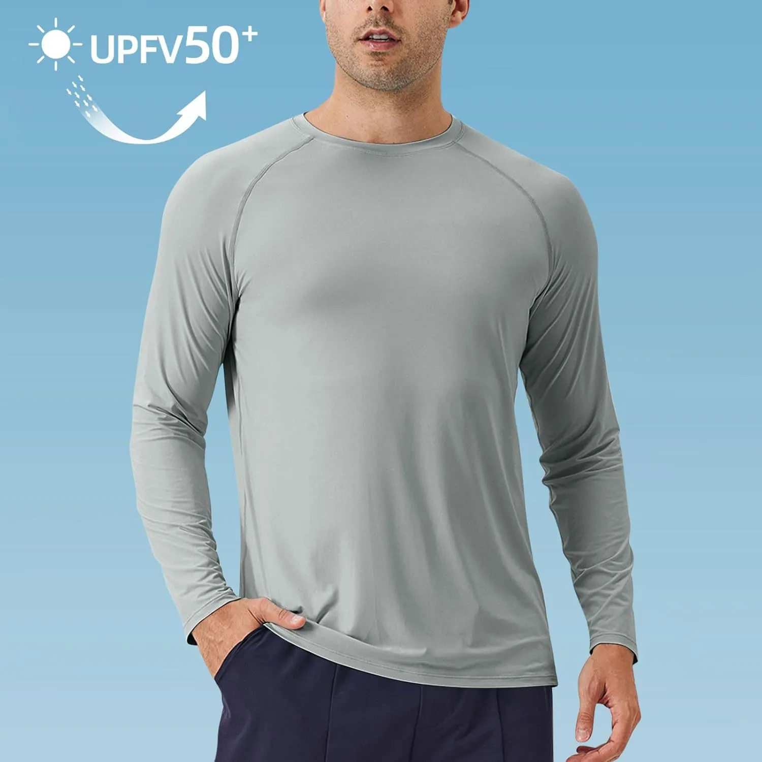 Men's Sun Protection Shirts Long Sleeve Rash Guard UV SPF UPF 50  Fishing Running Quick Dry Lightweight Pullover Tops
