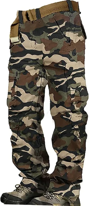 Mens Tactiacl Hiking Work Pants Straight Leg Lightweight Athletic Fit Cargo Trousers Outdoor Pants with Multi Pockets