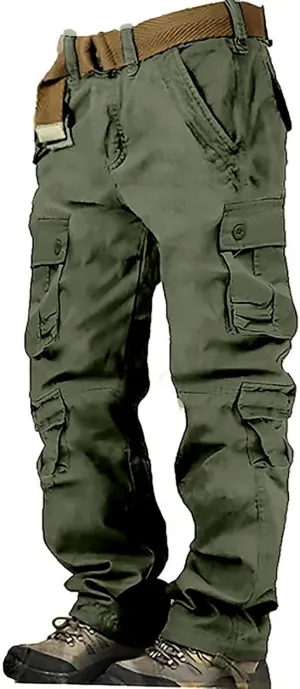 Mens Tactiacl Hiking Work Pants Straight Leg Lightweight Athletic Fit Cargo Trousers Outdoor Pants with Multi Pockets