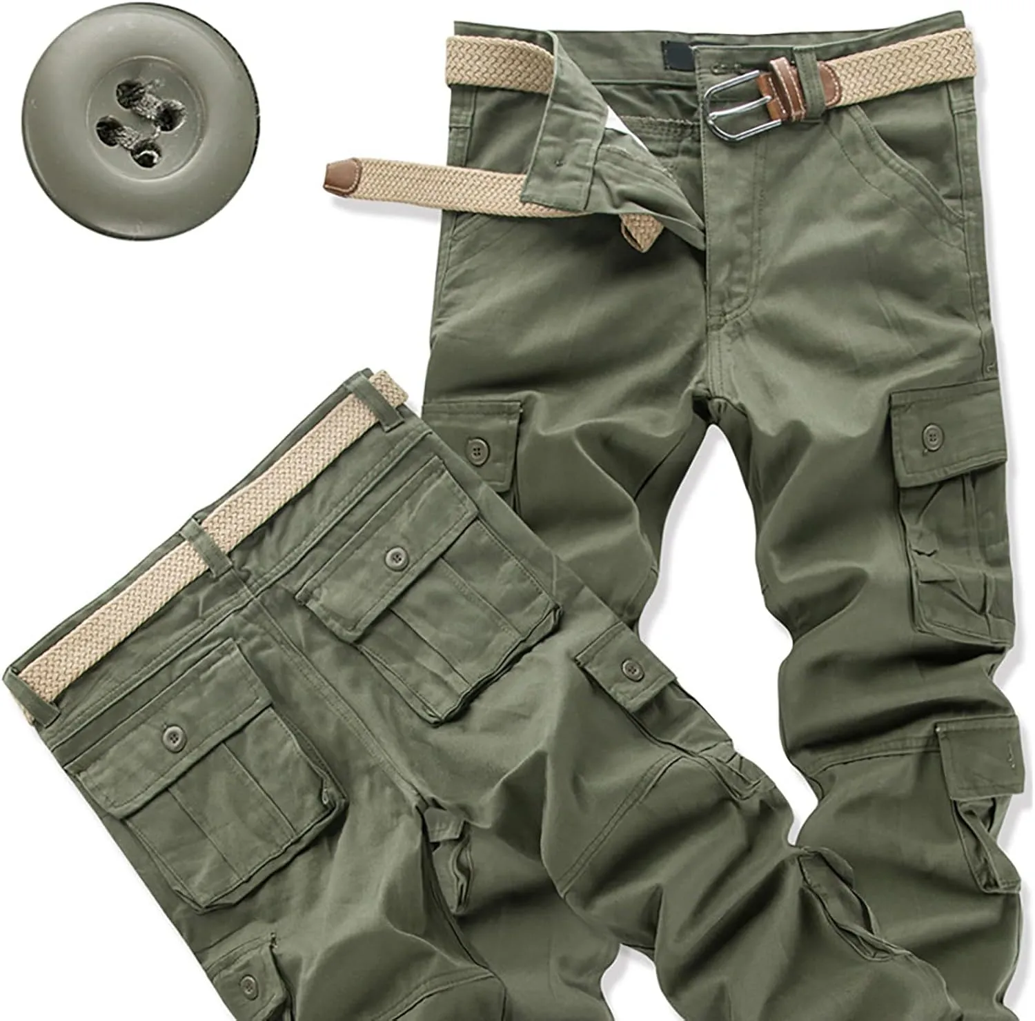 Mens Tactiacl Hiking Work Pants Straight Leg Lightweight Athletic Fit Cargo Trousers Outdoor Pants with Multi Pockets
