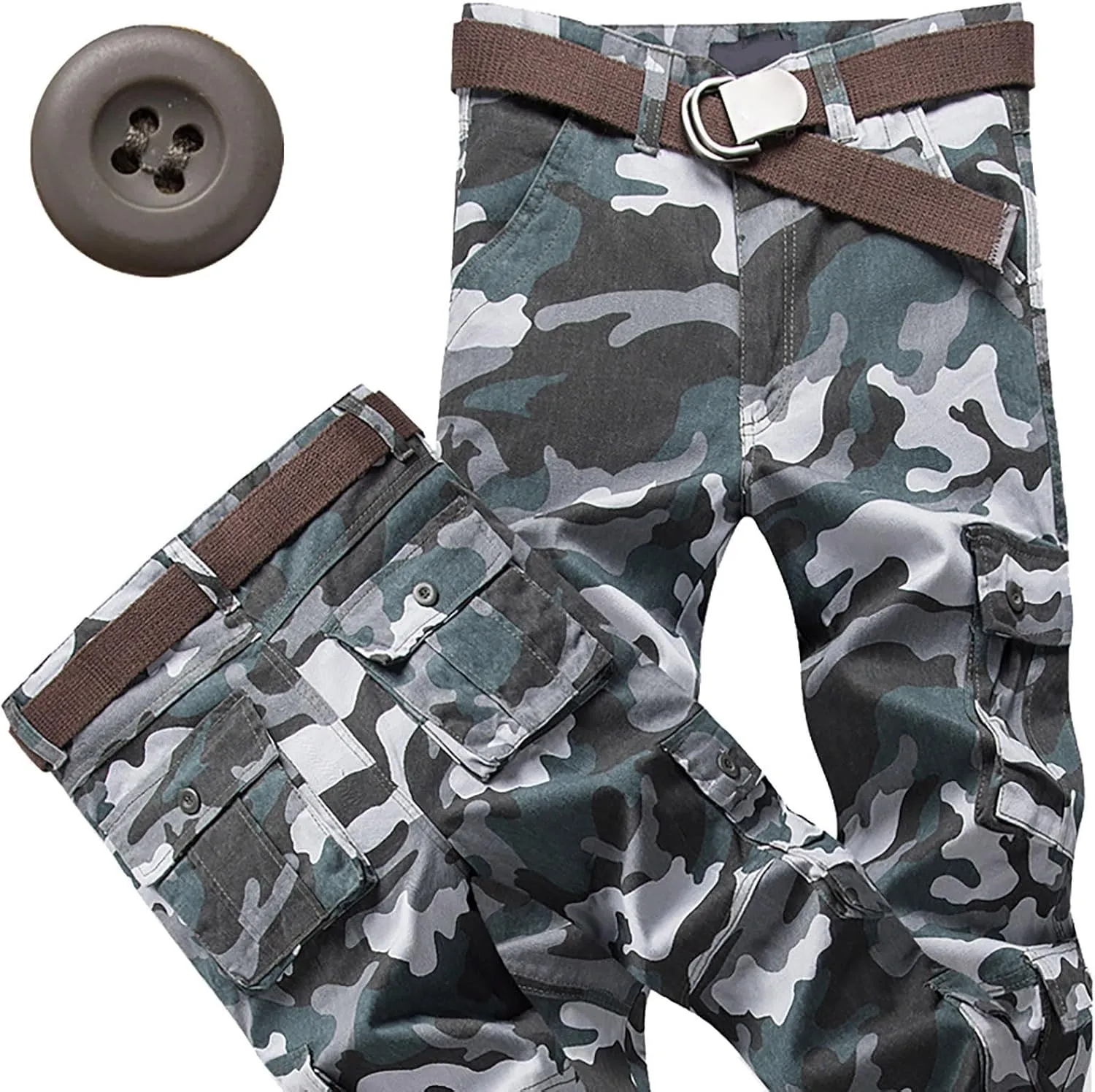 Mens Tactiacl Hiking Work Pants Straight Leg Lightweight Athletic Fit Cargo Trousers Outdoor Pants with Multi Pockets