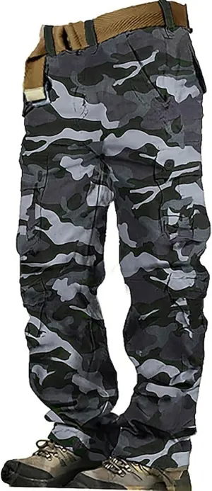Mens Tactiacl Hiking Work Pants Straight Leg Lightweight Athletic Fit Cargo Trousers Outdoor Pants with Multi Pockets