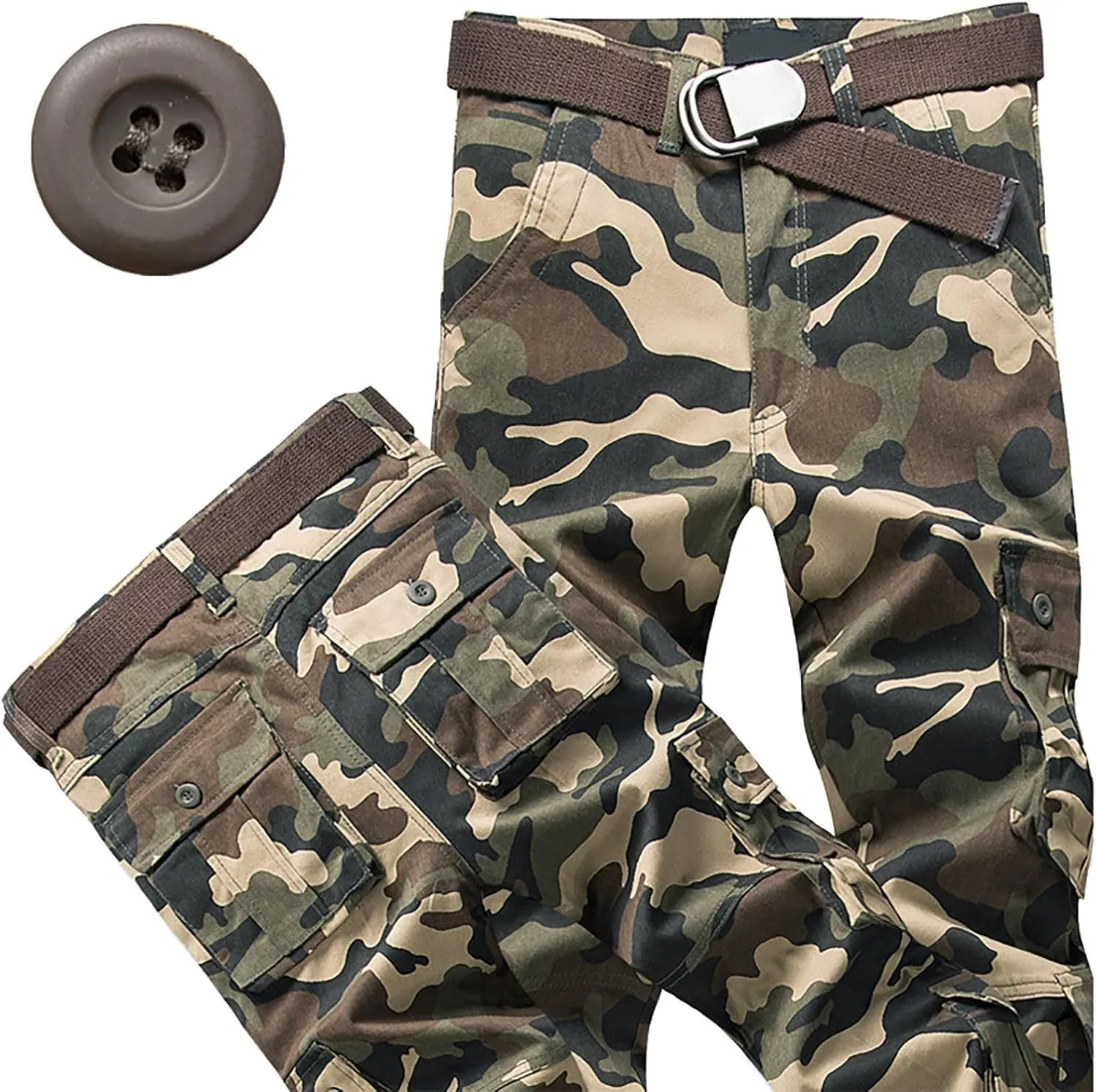Mens Tactiacl Hiking Work Pants Straight Leg Lightweight Athletic Fit Cargo Trousers Outdoor Pants with Multi Pockets