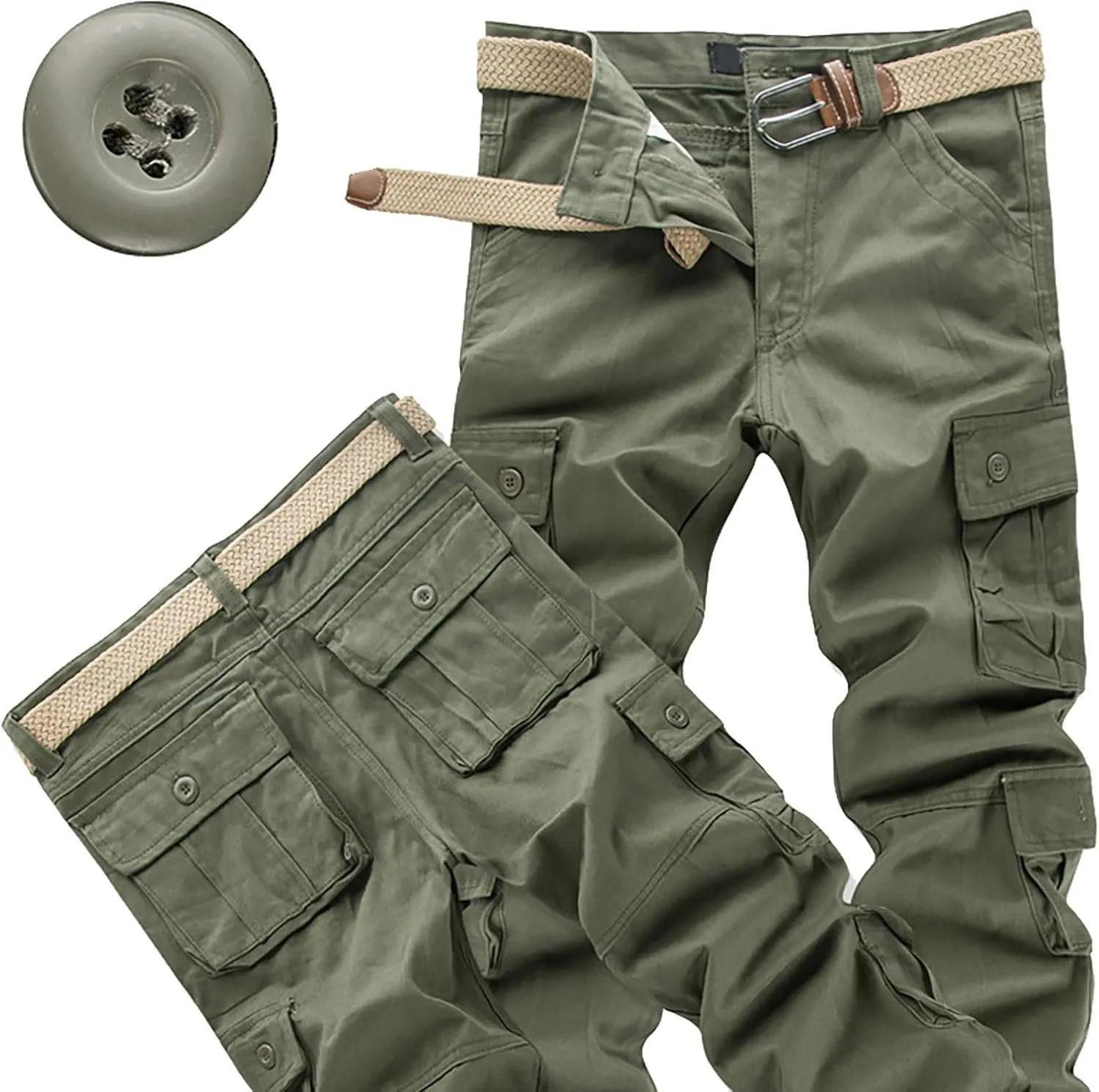 Mens Tactiacl Hiking Work Pants Straight Leg Lightweight Athletic Fit Cargo Trousers Outdoor Pants with Multi Pockets