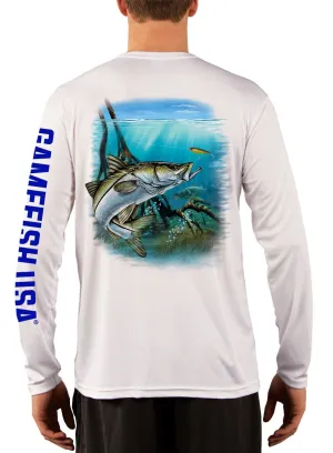 Men's UPF 50 Long Sleeve Microfiber Moisture Wicking Performance Fishing Shirt Snook