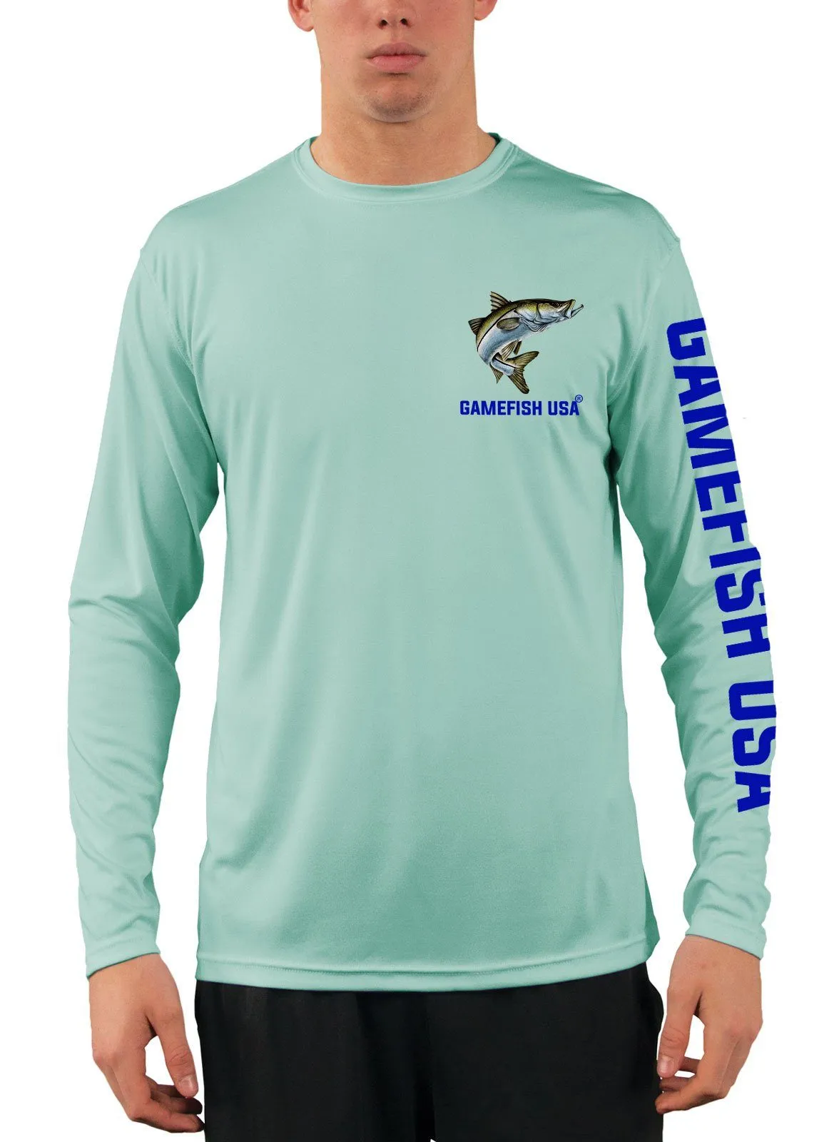 Men's UPF 50 Long Sleeve Microfiber Moisture Wicking Performance Fishing Shirt Snook