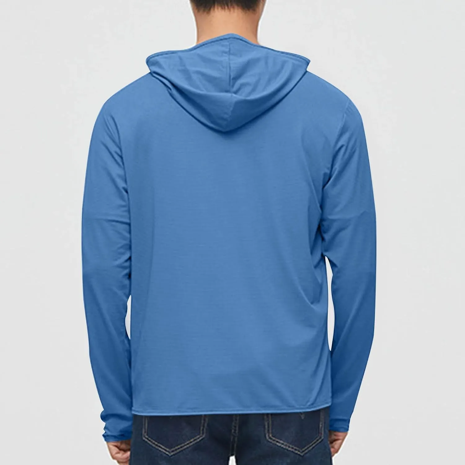 Men's UPF 50  Sun Protection Shirts Jacket Thumb Hole Lightweight Full Zip Hoodie Long Sleeve Shirt for Fishing Hiking