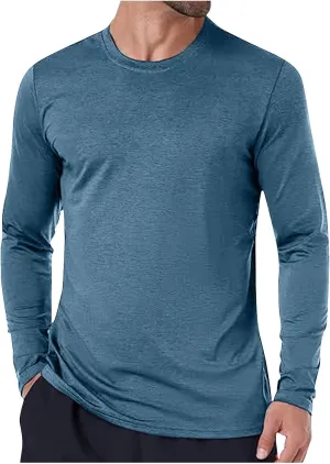 Mens UPF 50  UV Sun Protection Shirts Outdoor Long Sleeve SPF Rash Guard Lightweight Quick Dry Fishing Running Tshirts