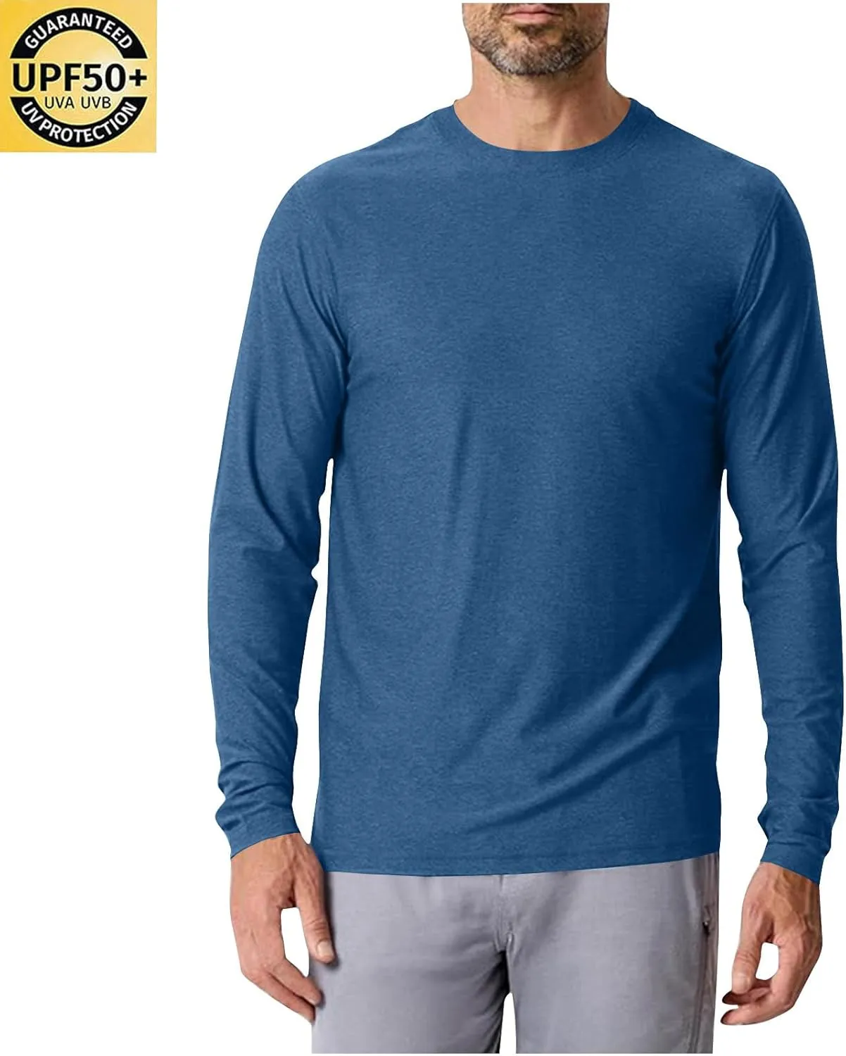 Mens UPF 50  UV Sun Protection Shirts Outdoor Long Sleeve SPF Rash Guard Lightweight Quick Dry Fishing Running Tshirts
