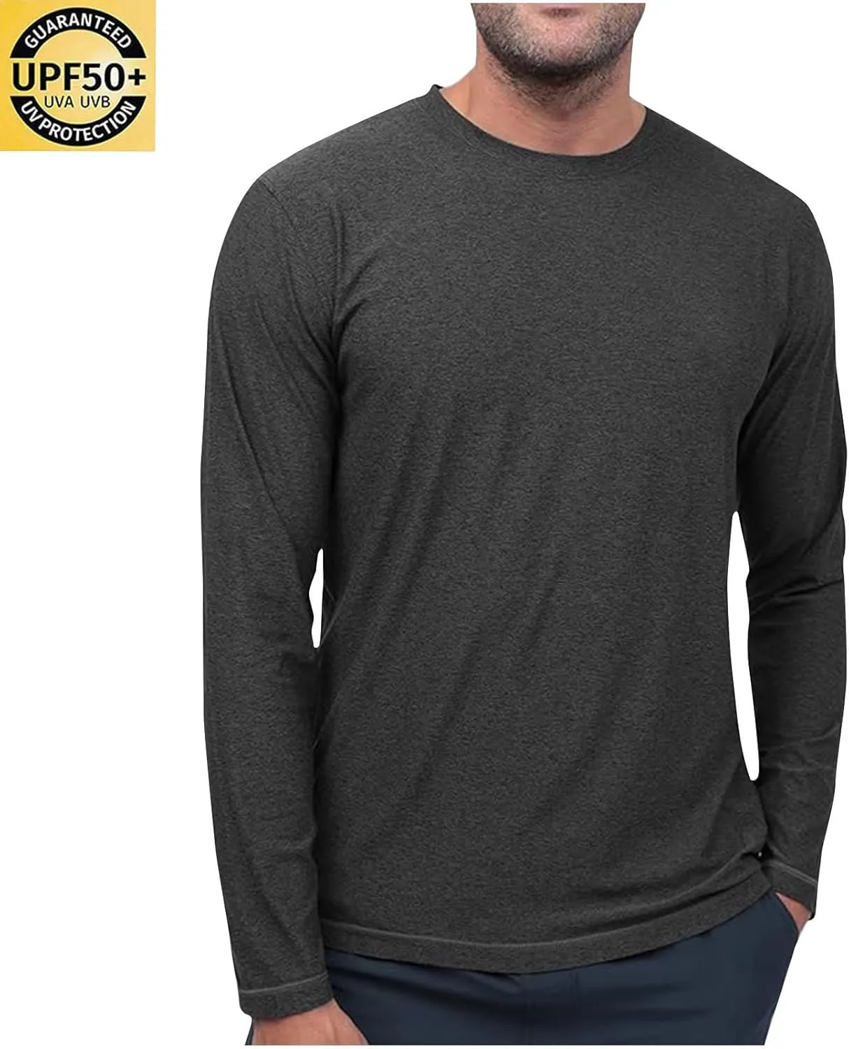 Mens UPF 50  UV Sun Protection Shirts Outdoor Long Sleeve SPF Rash Guard Lightweight Quick Dry Fishing Running Tshirts