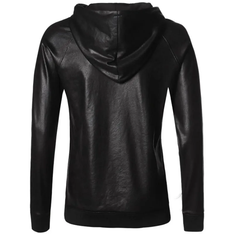 Men's Winter Casual Leather Hoodie