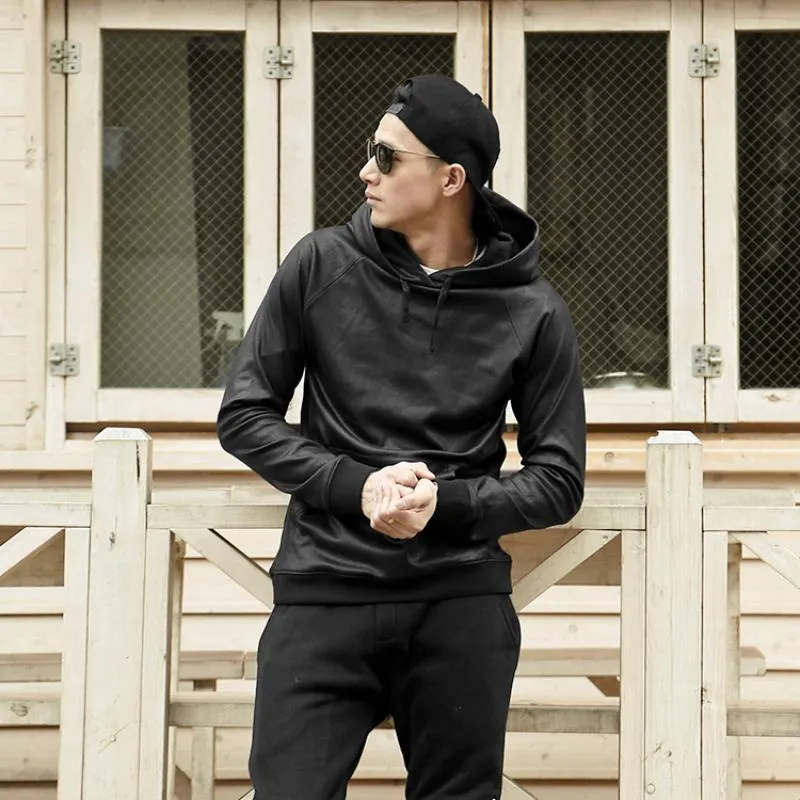 Men's Winter Casual Leather Hoodie