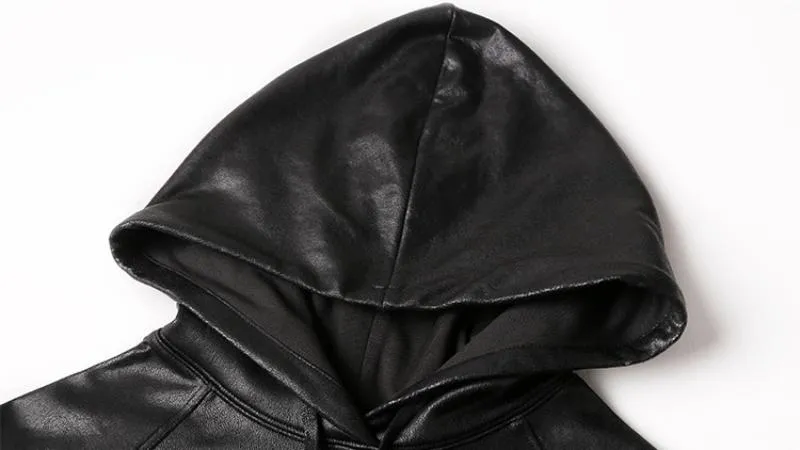 Men's Winter Casual Leather Hoodie