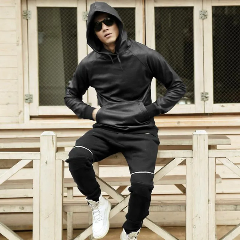 Men's Winter Casual Leather Hoodie