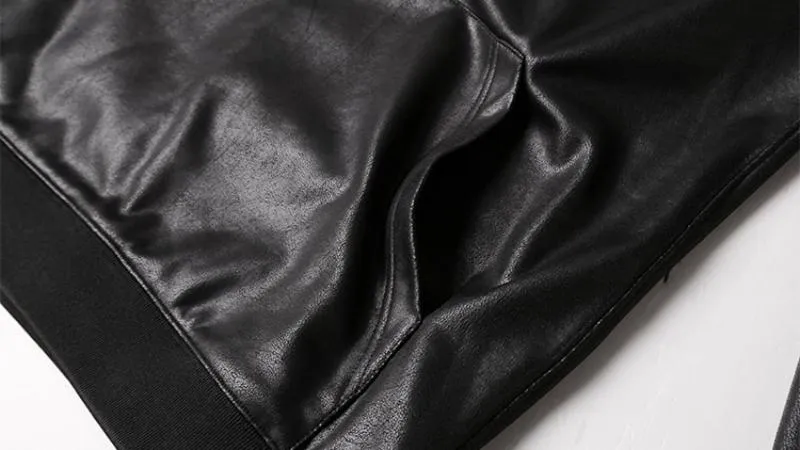 Men's Winter Casual Leather Hoodie