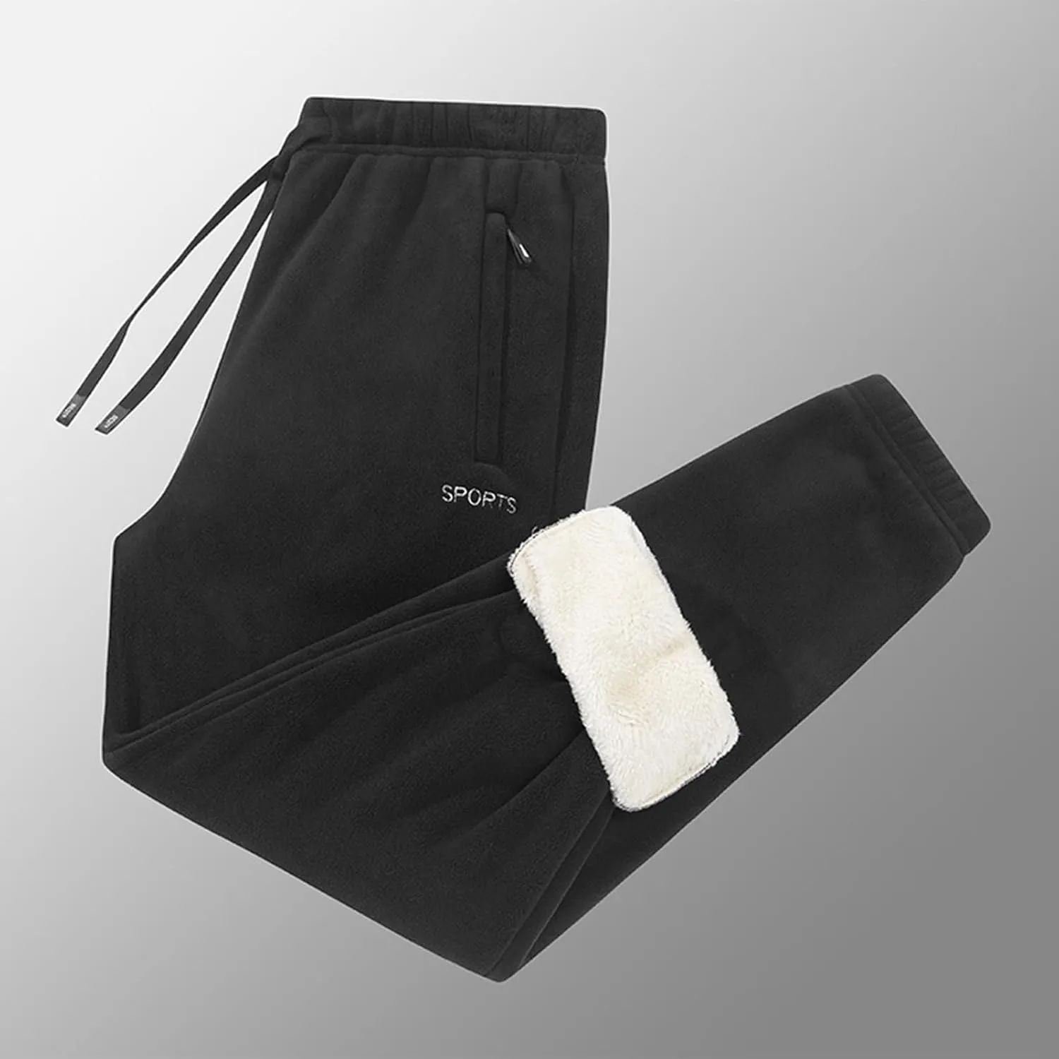 Men's Winter Fleece Pants Pants Trousers Casual Pants Drawstring Elastic Waist Straight Leg Plain Lined Pants for