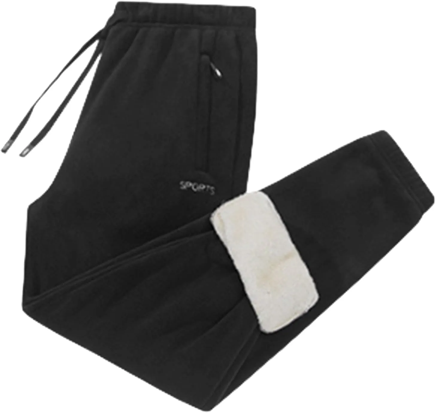 Men's Winter Fleece Pants Pants Trousers Casual Pants Drawstring Elastic Waist Straight Leg Plain Lined Pants for