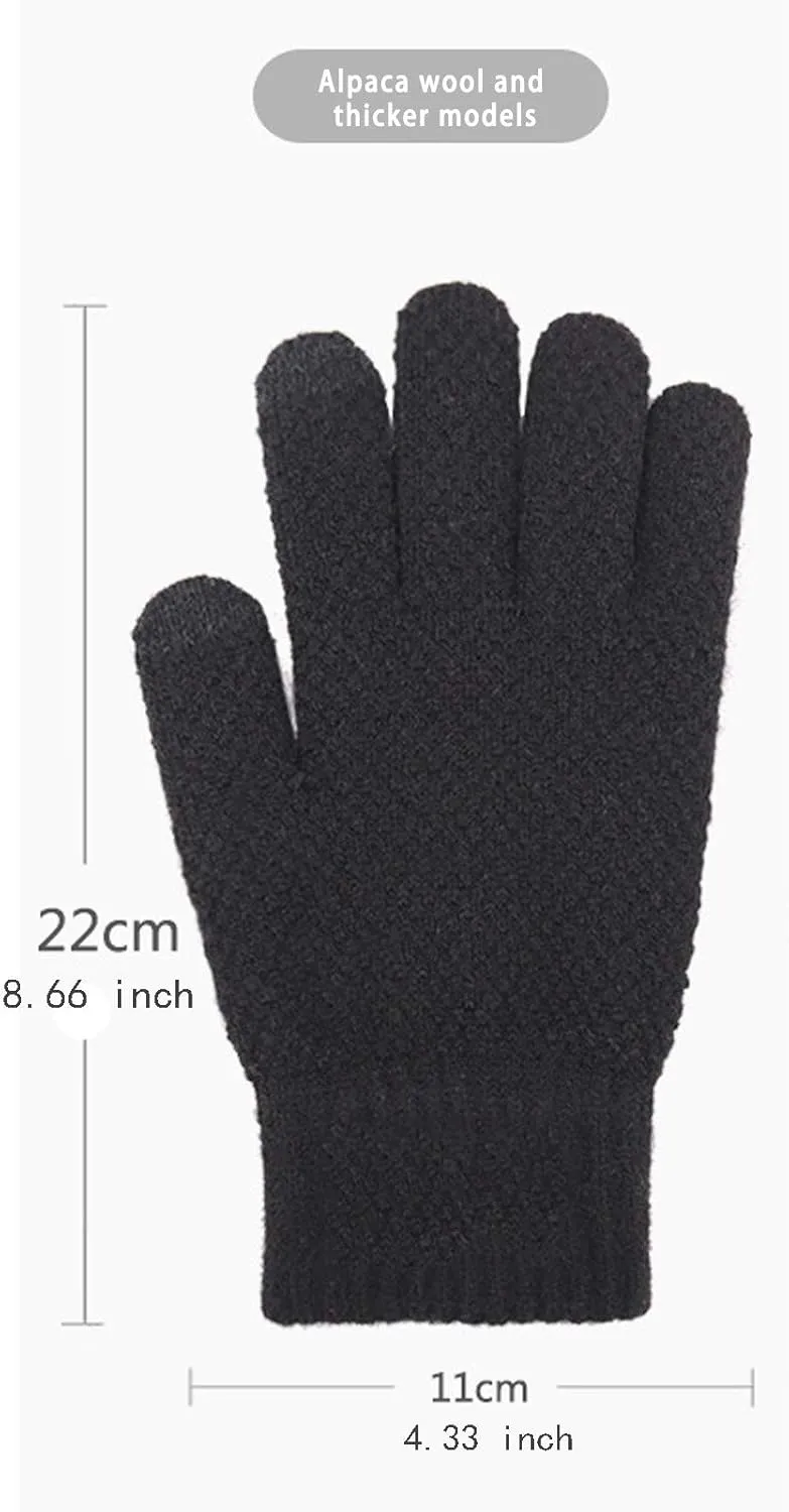 Men's Winter Touch Screen Gloves Warm Knit Gloves Thermal Texting Mitten for Men and Boys