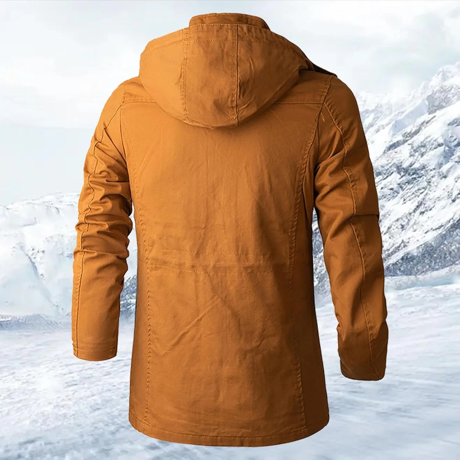 Men's Winter Work Jacket Casual Mid-Length Warm Thickened Coat Fashion Solid Color Fleece Pullover Cardigan Hoodies