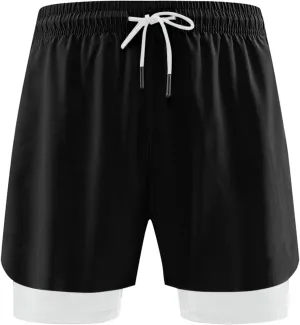 Men's Workout Running Shorts Athletic Elastic Waist Drawstring Shorts Solid Lightweight Gym Outdoor Pants