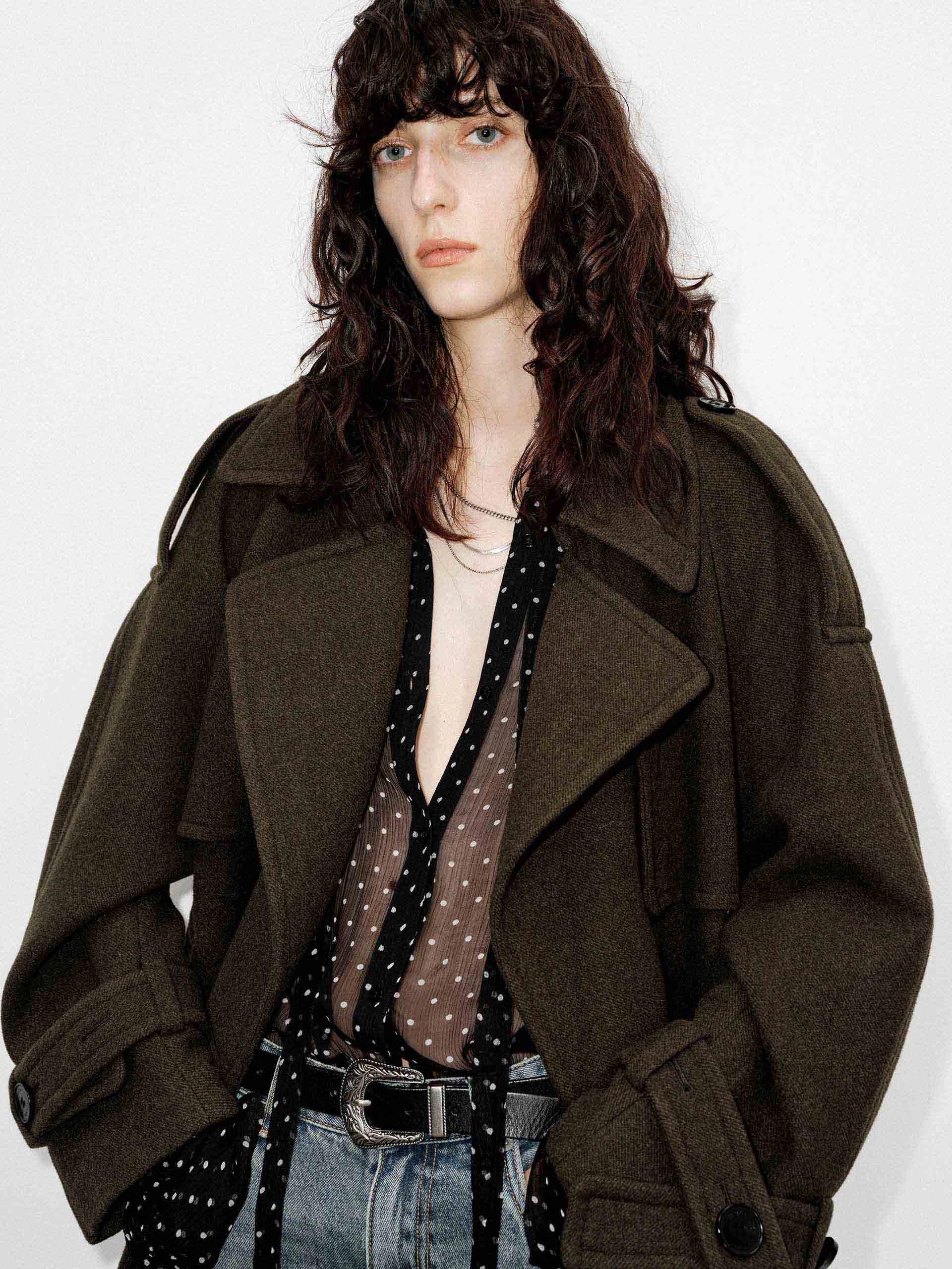 Essential Fit WaterRepellentExterior Merino Wool Belted Coat