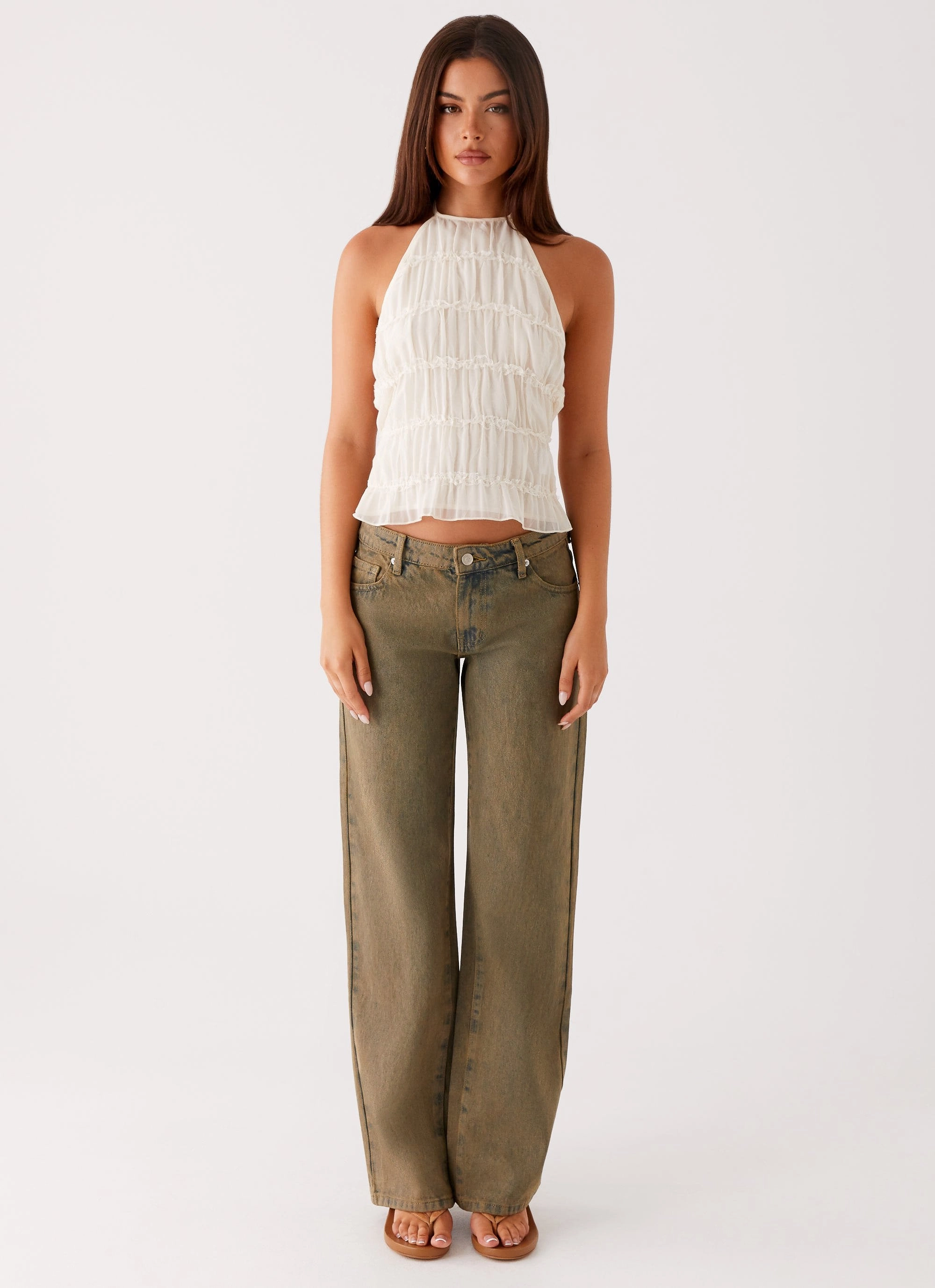 Bennie Halter Top - Ivory Oversized Fit