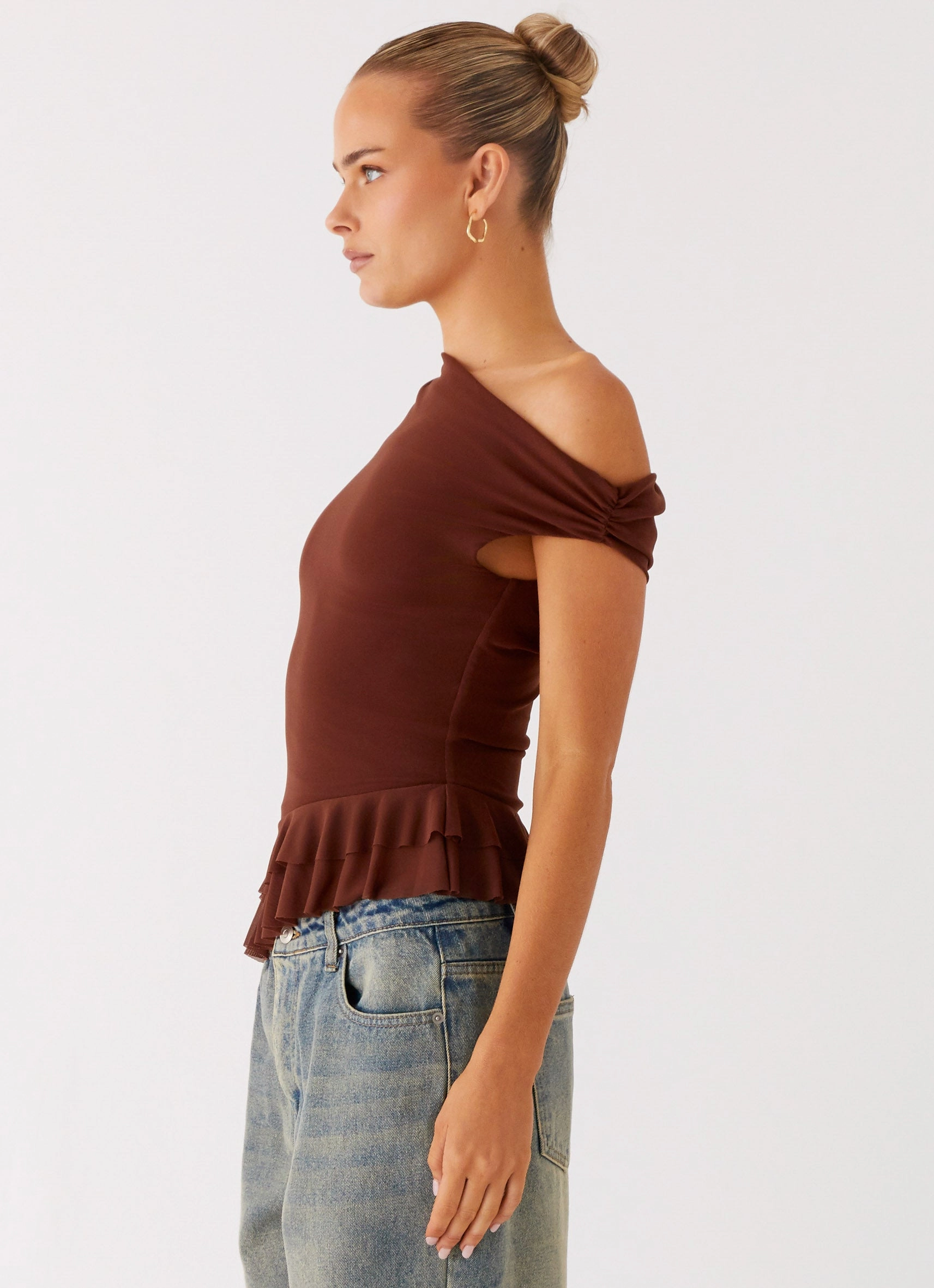 PreWashed Reflective Detailing Mica Top - Chocolate