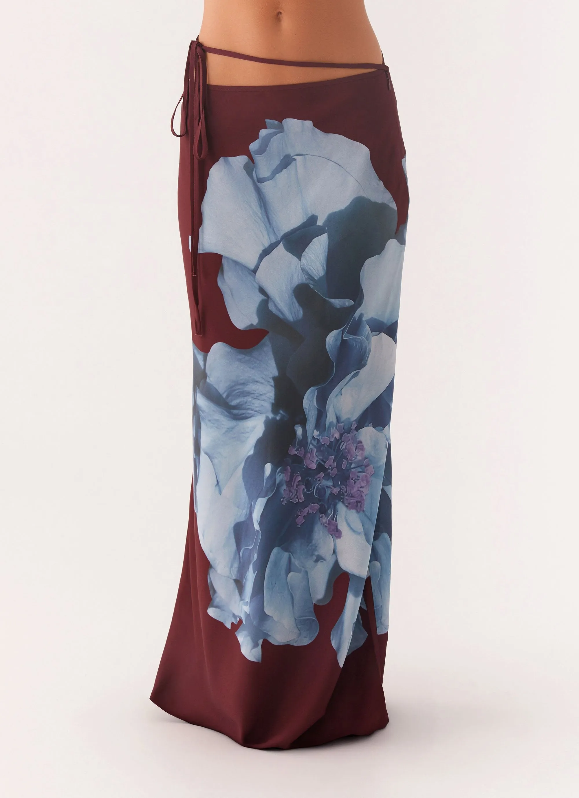 Stretchy Pastel tone Michelle Maxi Skirt - Maroon Print
