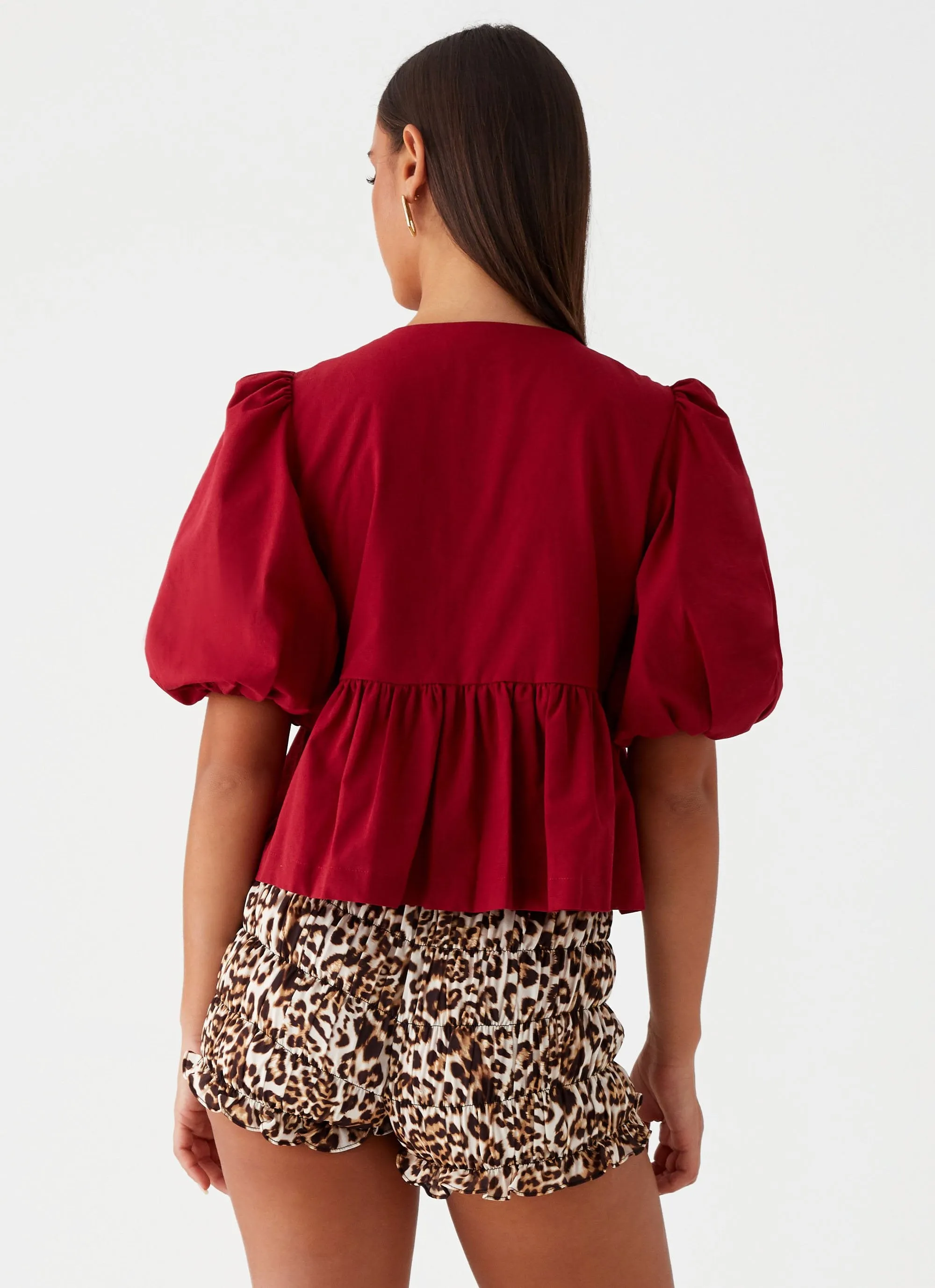 Western Wind Tie Top - Maroon Durable Chainstitch Bohemian style