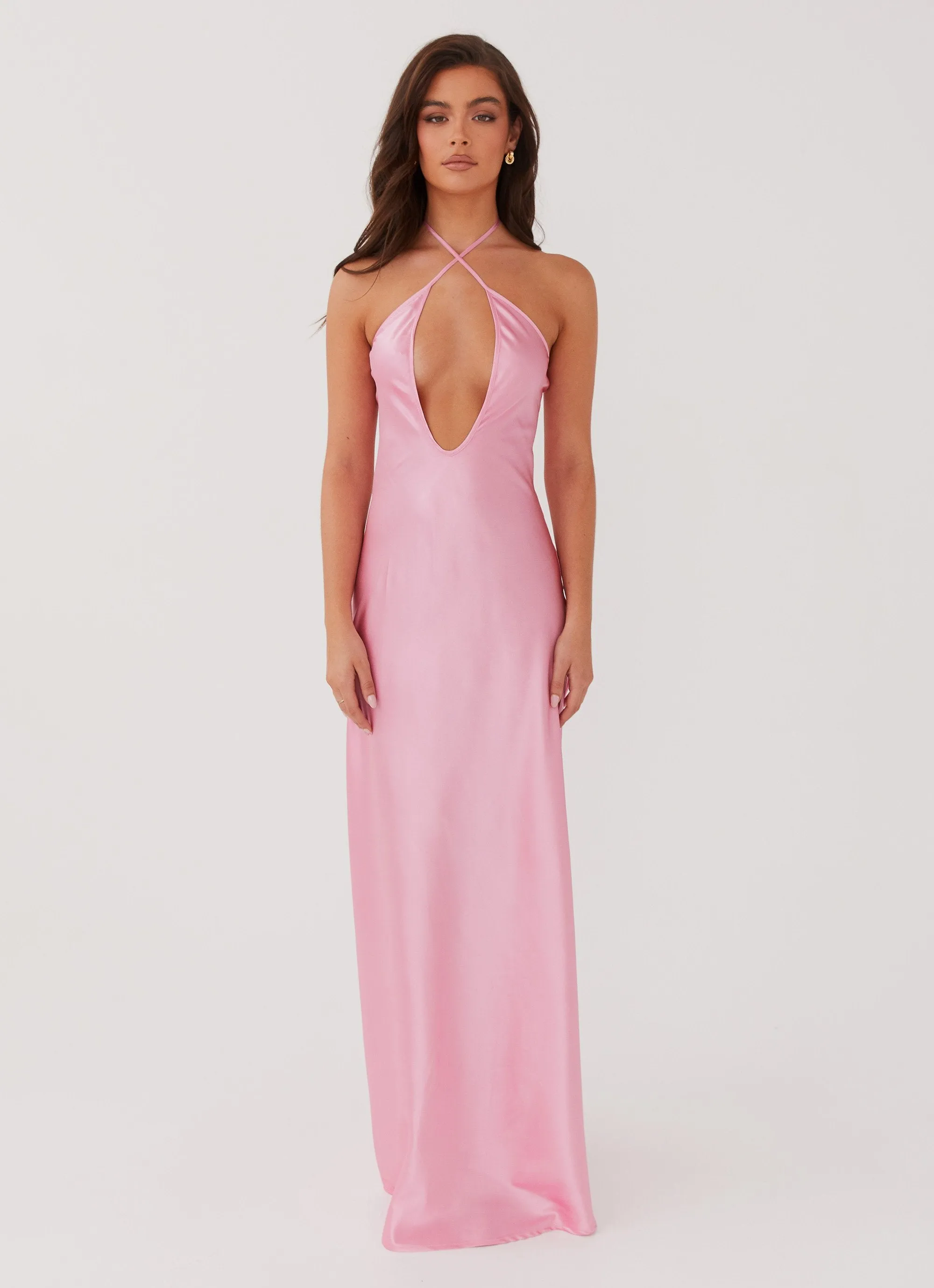 Flexible Knit Perfect Layering Noir Symphony Maxi Dress - Pink
