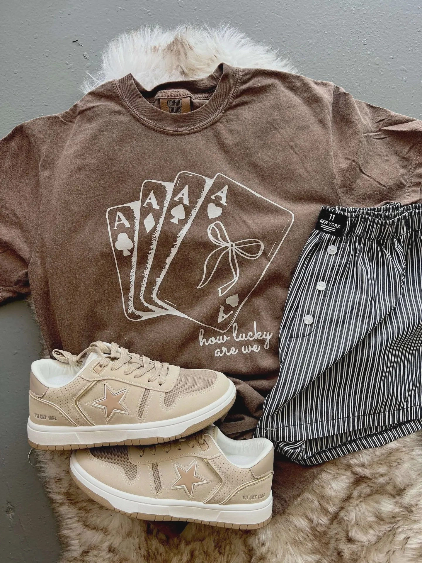 Ribbed Hemline How Lucky Are We Tee- Final Sale