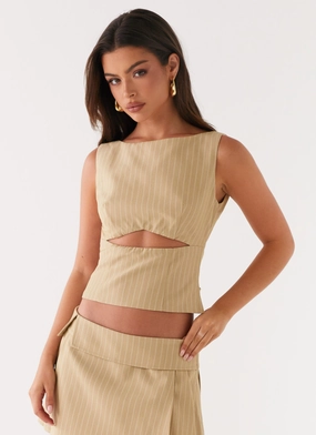 Miki Top - Beige Stripe Multipurpose Design