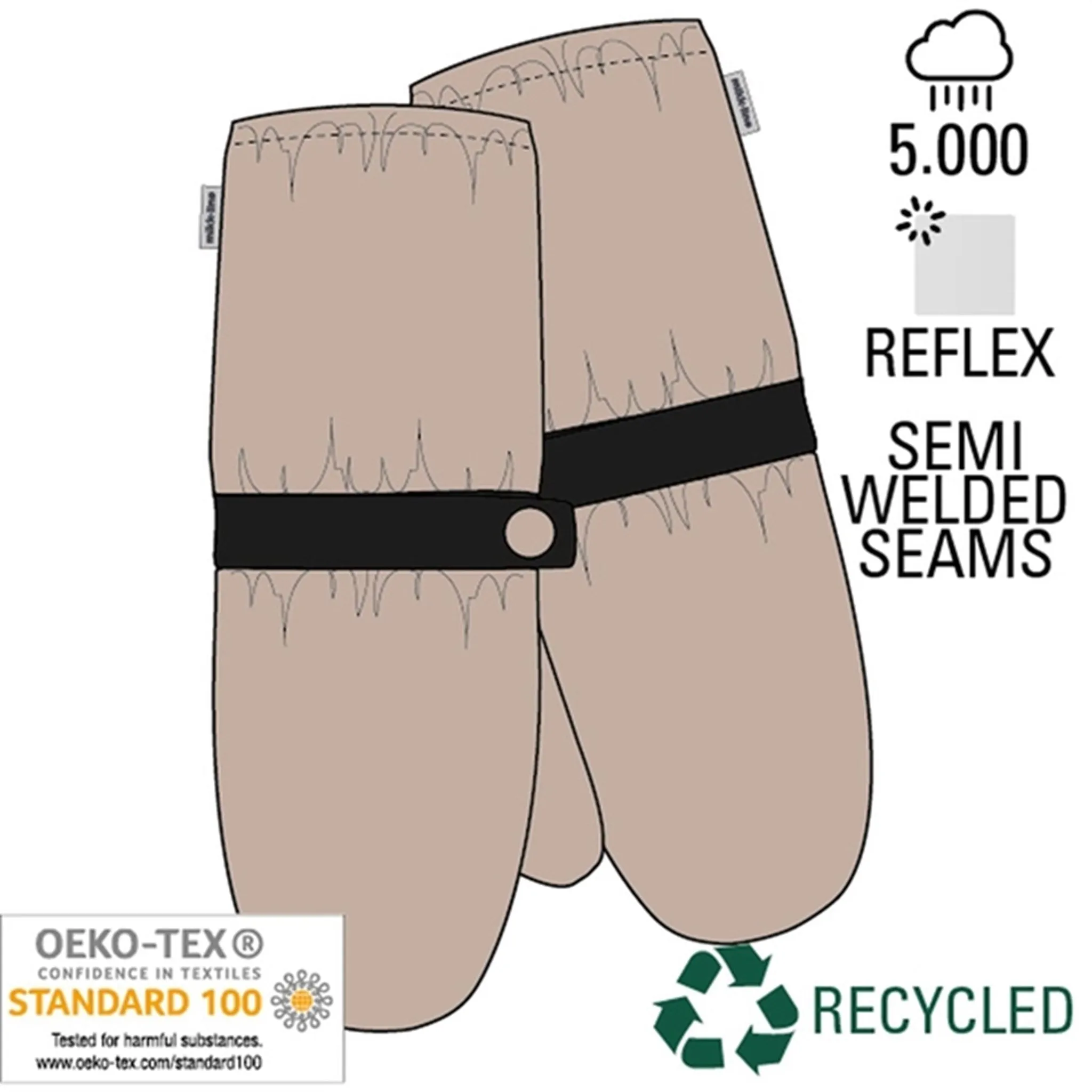 Mikk-Line Rain Mittens w. Fleece Adobe Rose