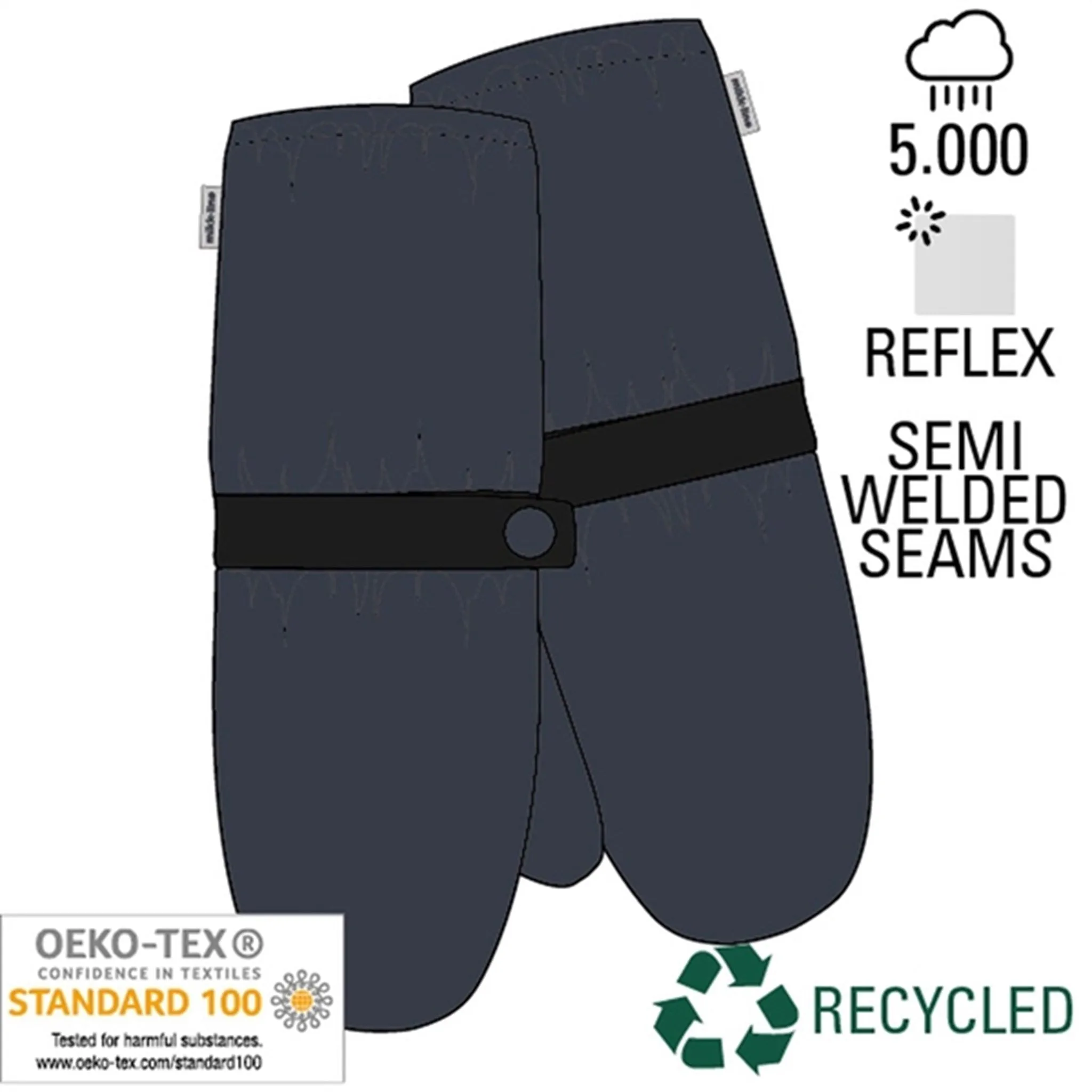Mikk-Line Rain Mittens w. Fleece Blue Nights