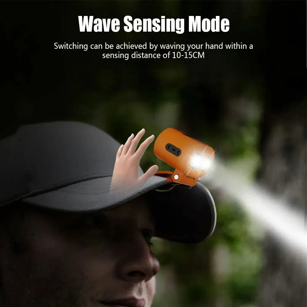 Mini Headlamp Hat Clip Light USB Rechargeable Helmet Headlight Portable LED Sensor Headlight Torch Waterproof Work Light Camping