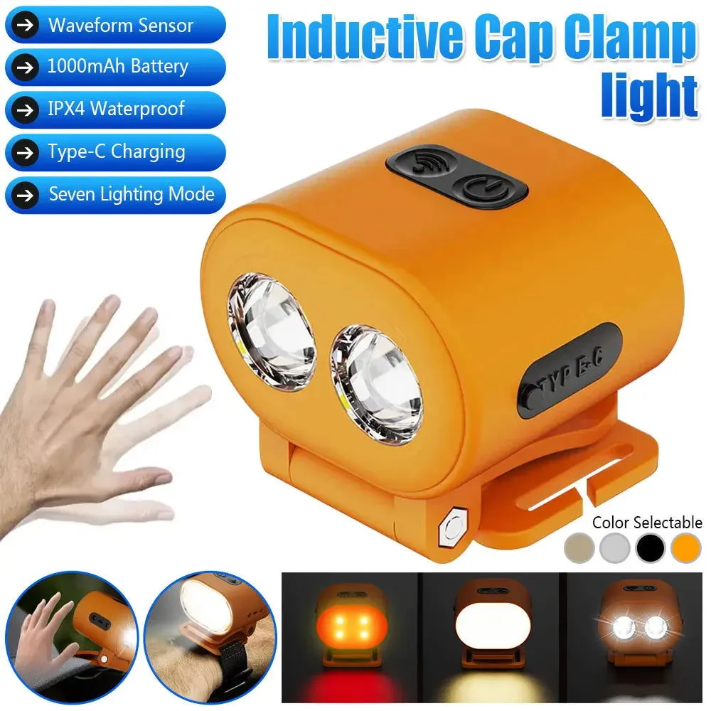 Mini Headlamp Hat Clip Light USB Rechargeable Helmet Headlight Portable LED Sensor Headlight Torch Waterproof Work Light Camping