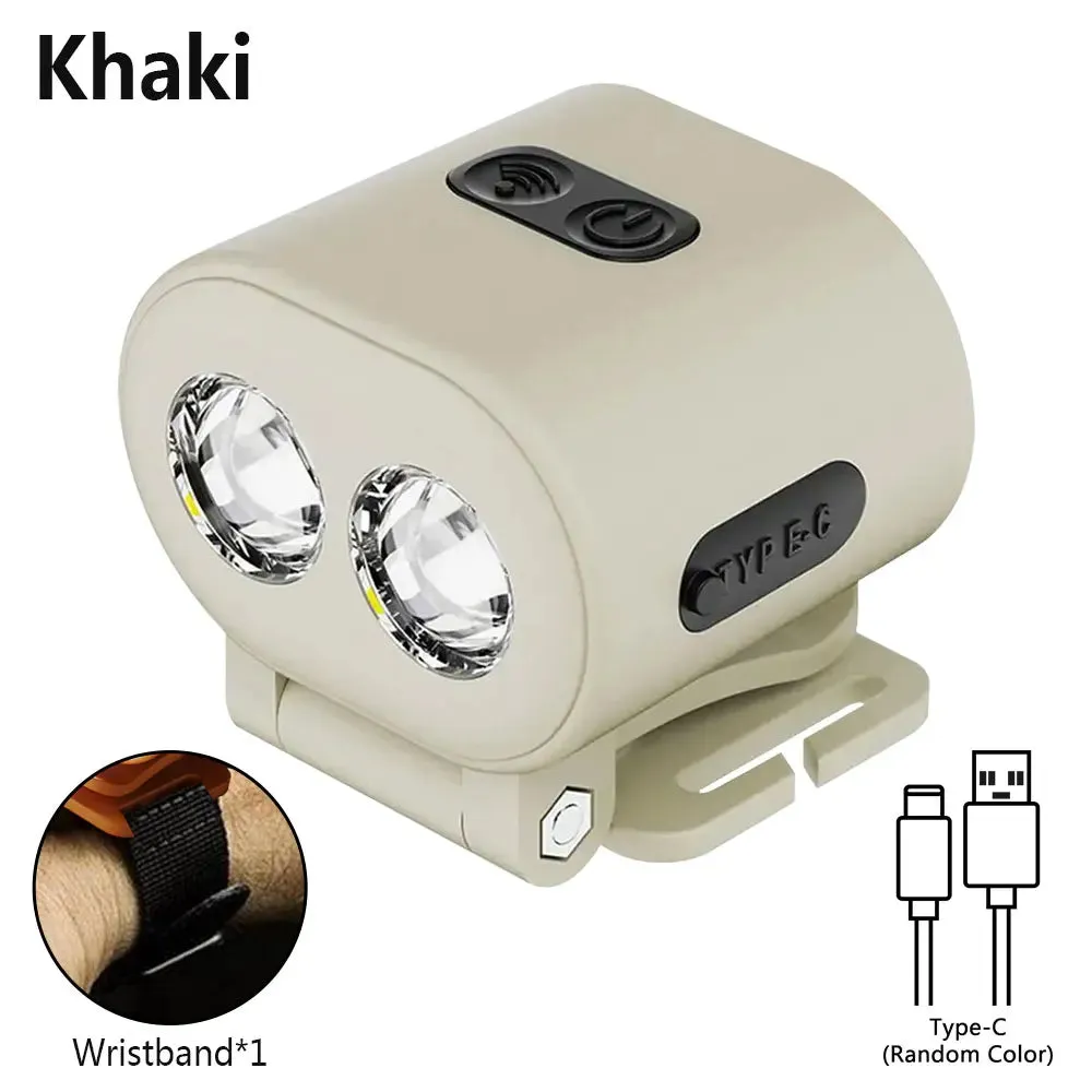 Mini Headlamp Hat Clip Light USB Rechargeable Helmet Headlight Portable LED Sensor Headlight Torch Waterproof Work Light Camping