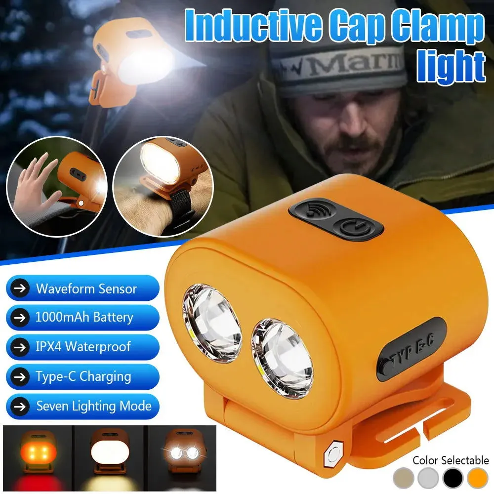 Mini Headlamp Hat Clip Light USB Rechargeable Helmet Headlight Portable LED Sensor Headlight Torch Waterproof Work Light Camping