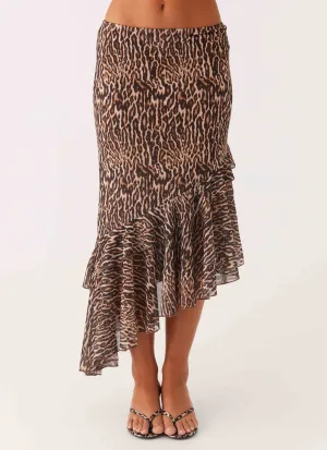 Stretch Comfort Wild Tide Midi Skirt - Cheetah